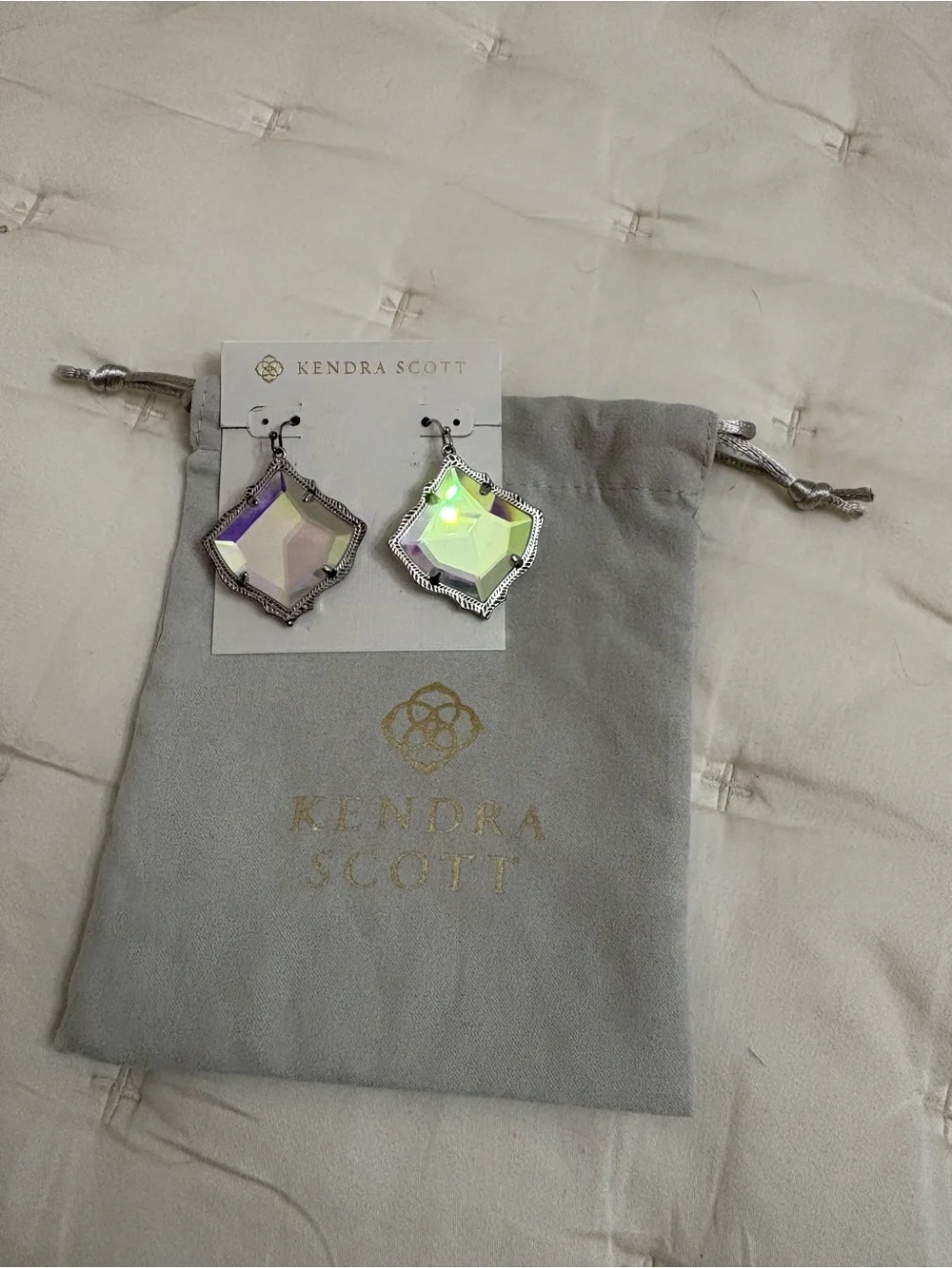 Kendra Scott Iridescent Dichroic Glass Silver Dangle Earrings
